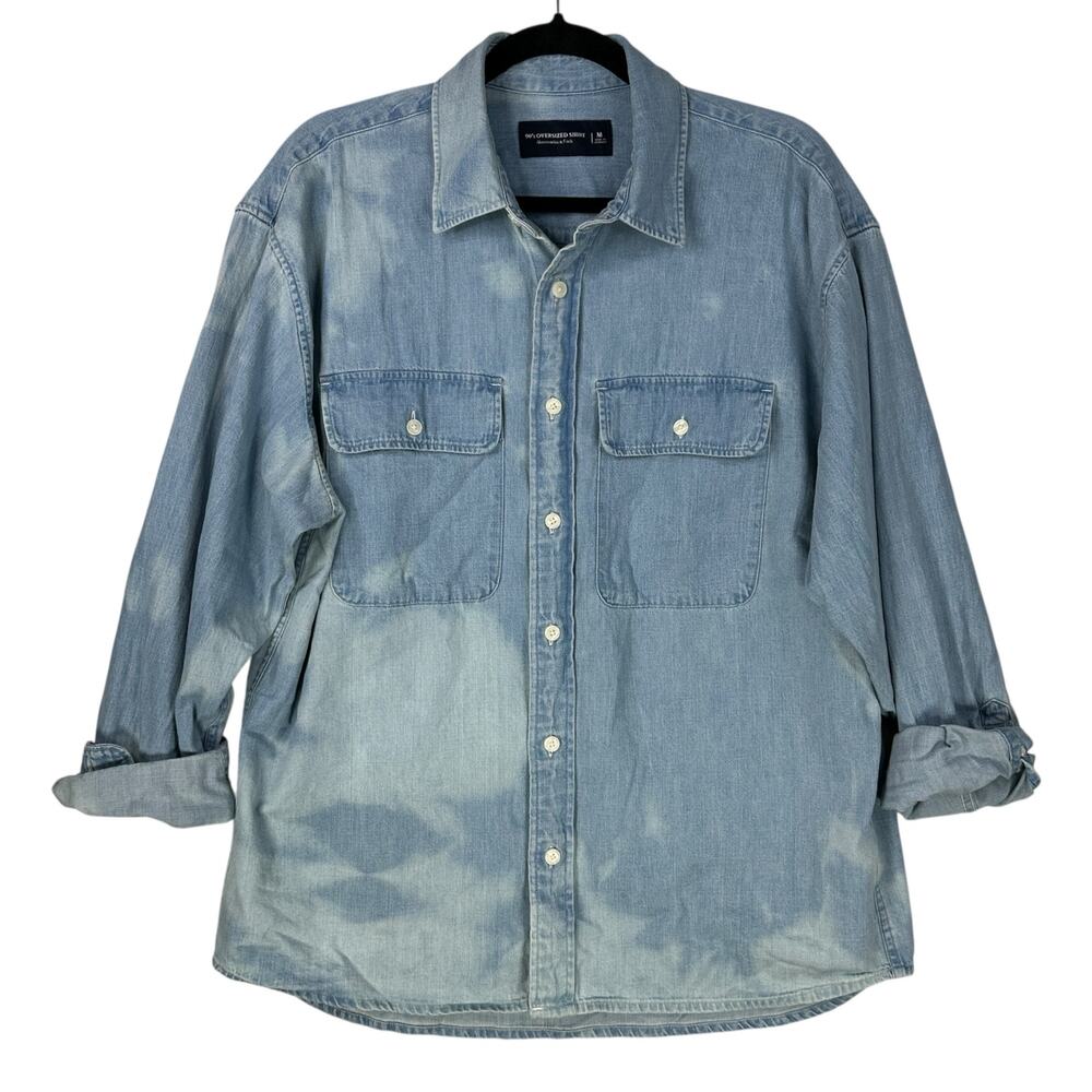 Abercrombie Fitch 90s Oversized Shirt Mens Medium Denim Button Long Sleeve